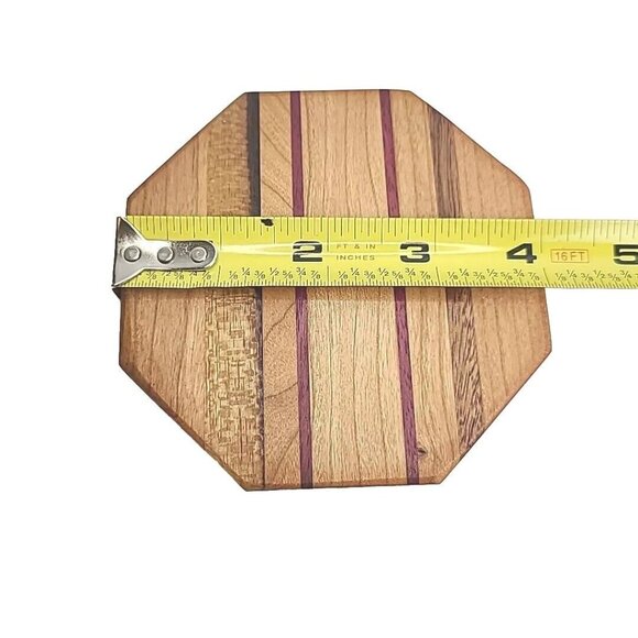 Set Of 8 Wooden Drink Coasters W/Holder Handmade USA Walnut Acacia Cherry Wood - Picture 13 of 16